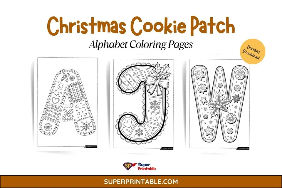 Christmas Cookie Patch Alphabet Coloring Pages