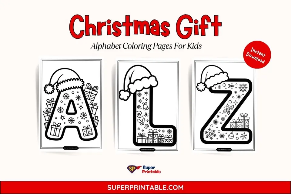Christmas Gift Alphabet Coloring Pages For Kids