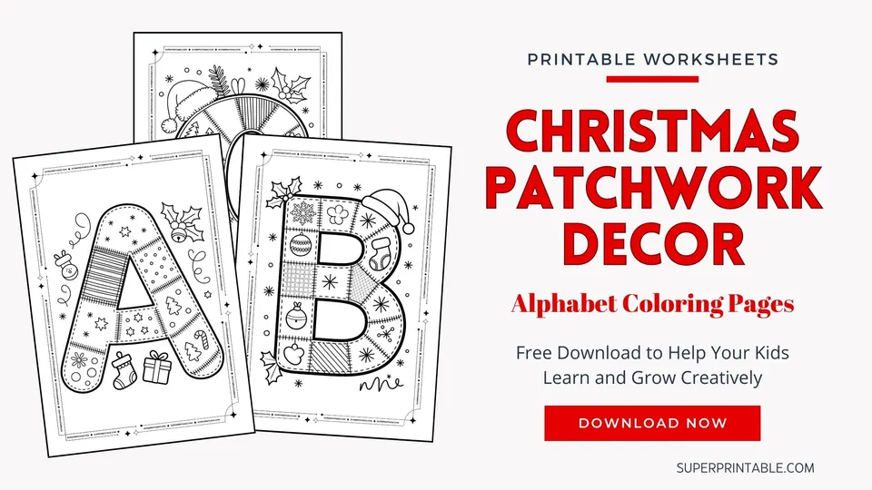 Christmas Patchwork Decor Alphabet Coloring Pages Feature Image