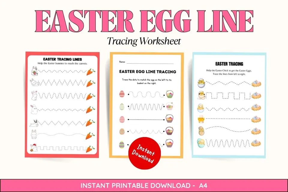 Easter Egg Line Tracing Worksheet Feature Image