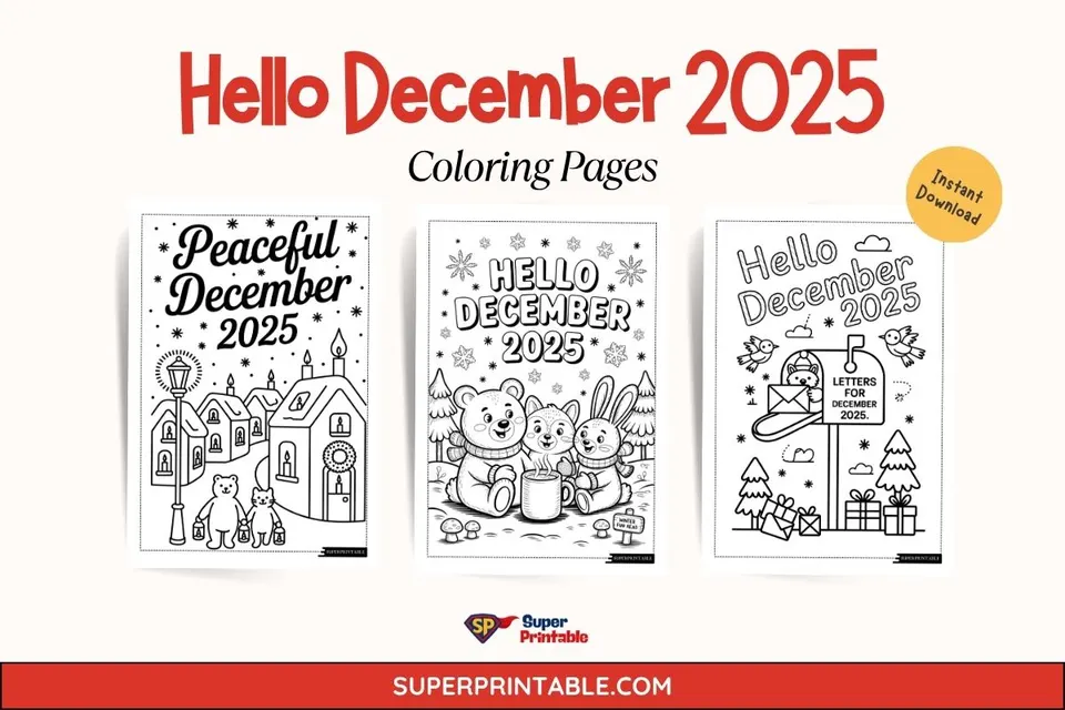 Hello December 2025 Coloring Pages Feature Image