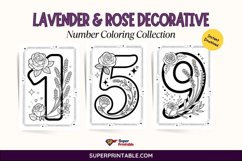 Lavender & Rose Decorative Number Coloring Collection Feature Image