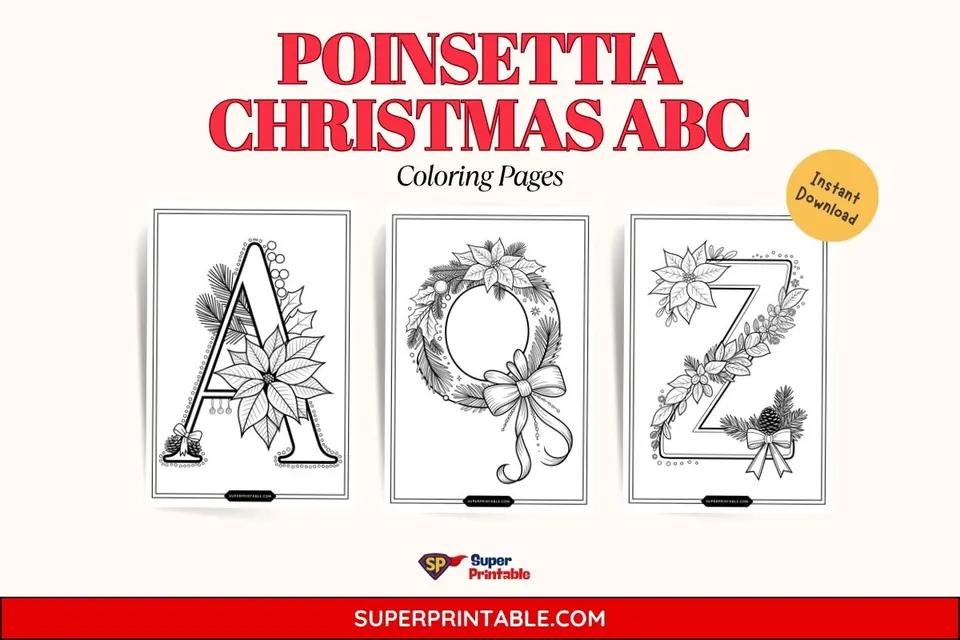 Poinsettia Christmas ABC Coloring Pages