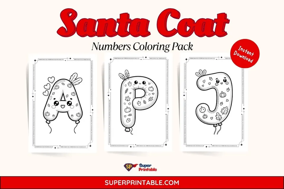 Santa Coat Numbers Coloring Pack Feature Image