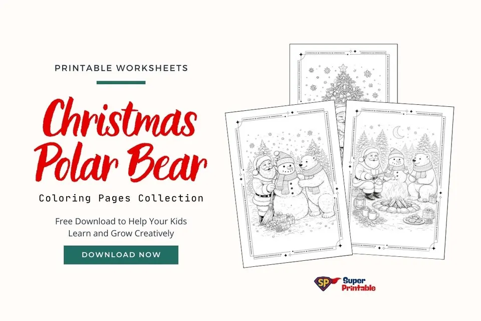 Christmas Polar Bear Coloring Pages