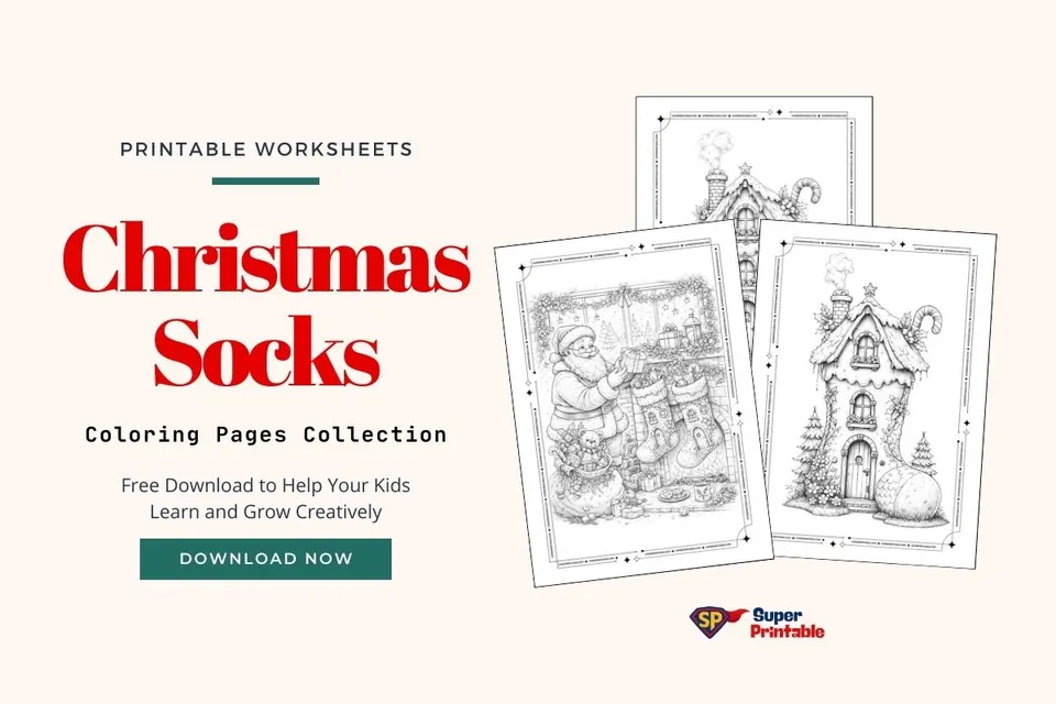 10 Christmas Socks Coloring Pages Feature Image