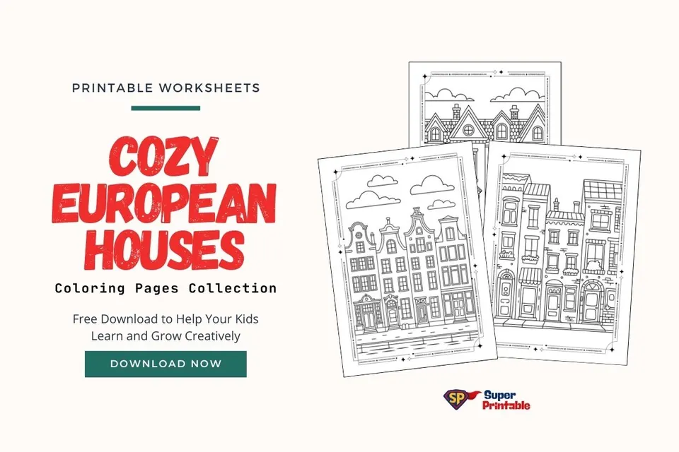 10+ Cozy European Houses Coloring Pages Feature Image