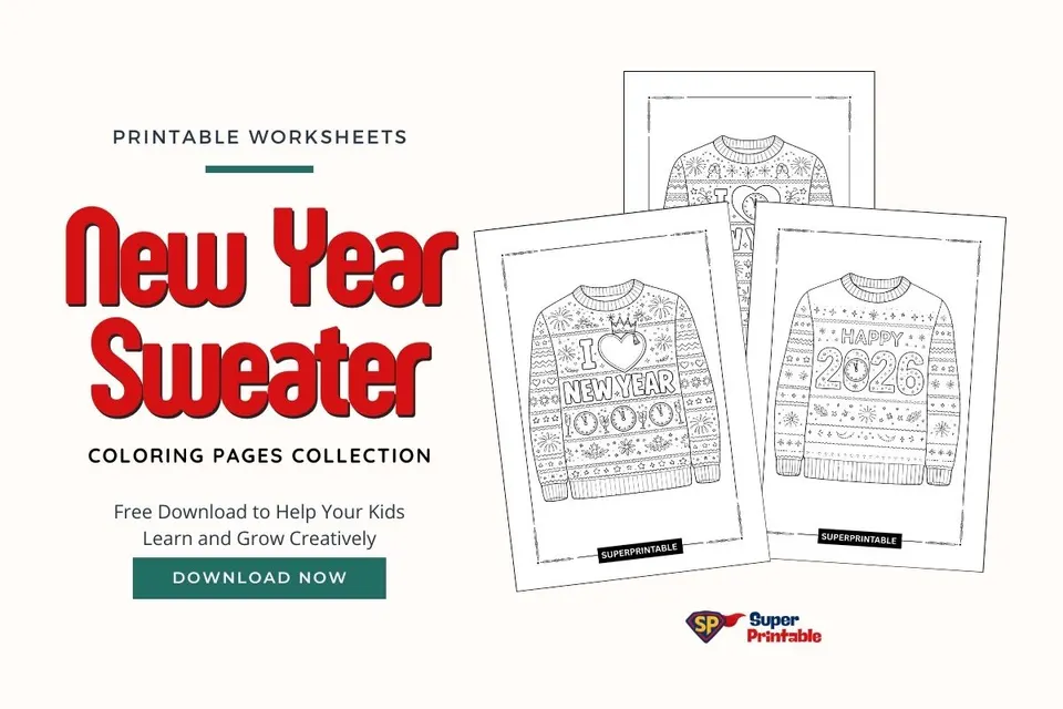 10 New Year Sweater Coloring Pages Feature Image