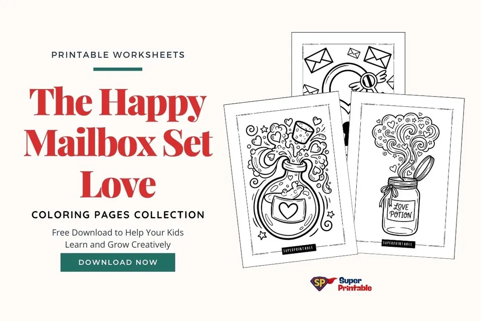 10+ The Happy Mailbox Set Love Coloring Pages Feature Image
