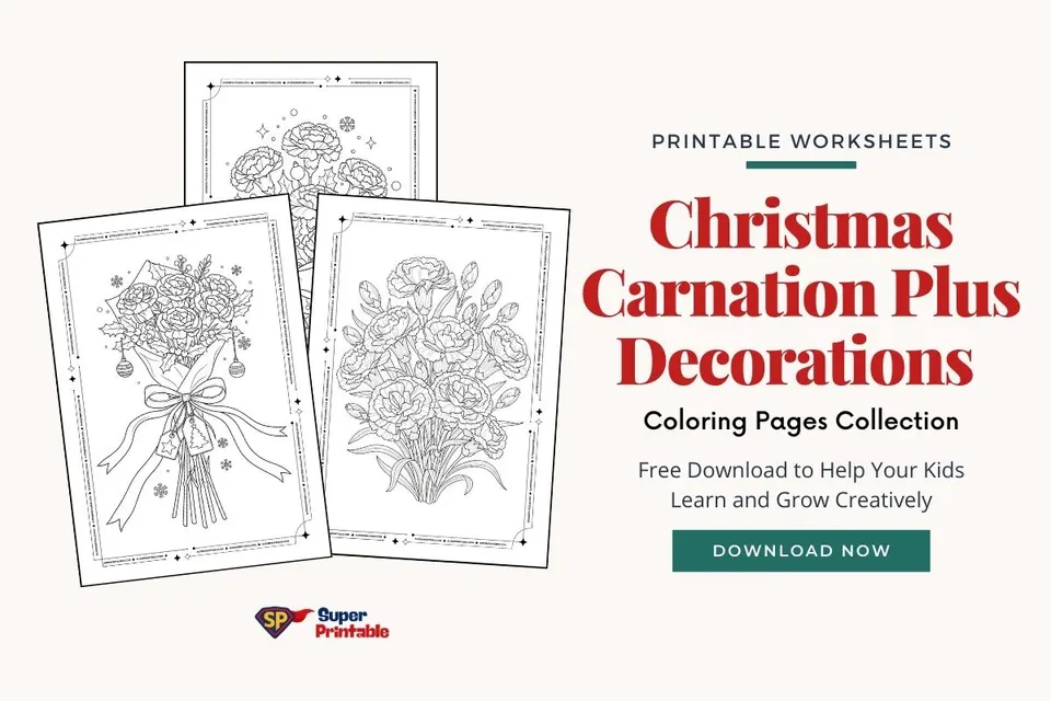 12+ Christmas Carnation Plus Decorations Coloring Pages