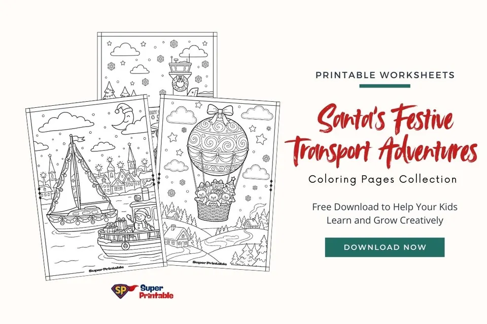 12+ Santa’s Festive Transport Adventures Coloring Pages