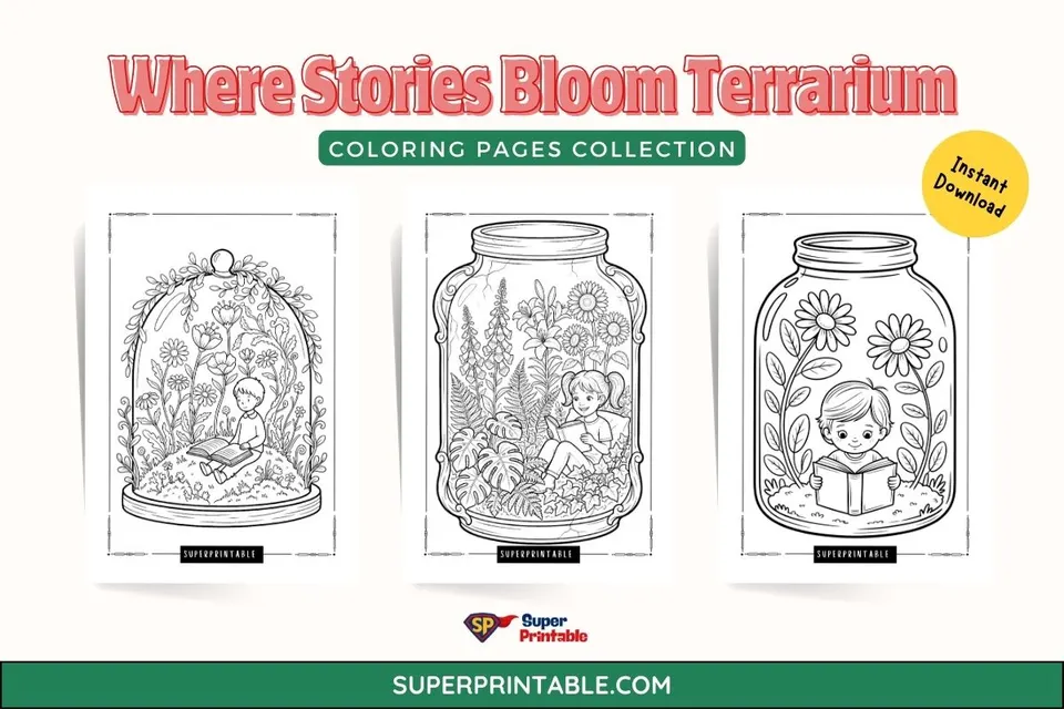 15+ Where Stories Bloom Terrarium Coloring Pages Feature Image