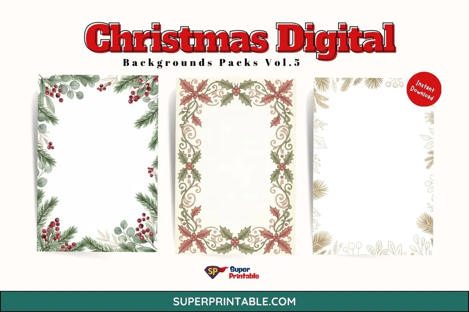 20 Christmas Digital Backgrounds Packs Vol.5 Feature Image