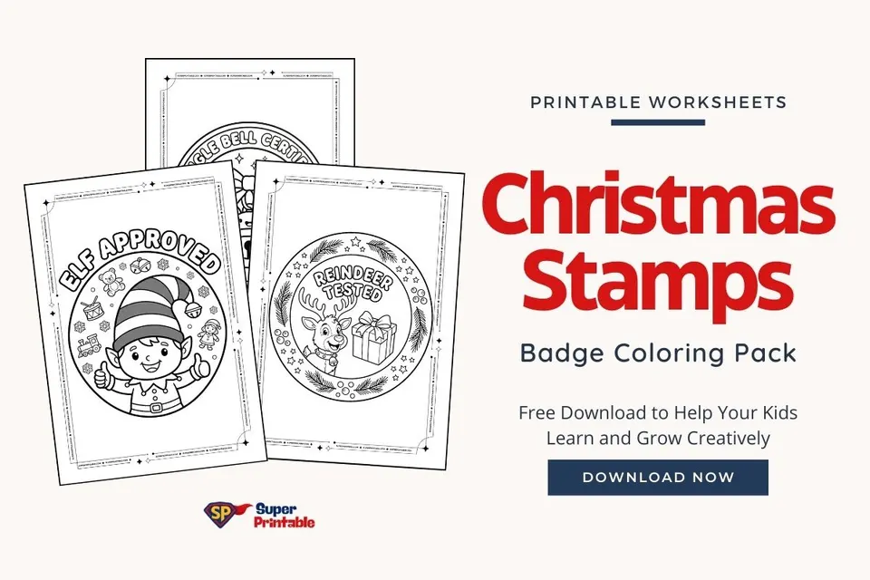 20 Christmas Stamps Badge Coloring Pack Feature Image