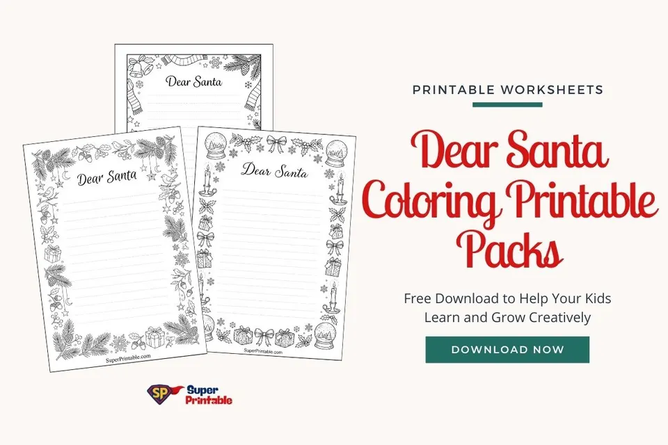 20+ Dear Santa Coloring Printable Packs