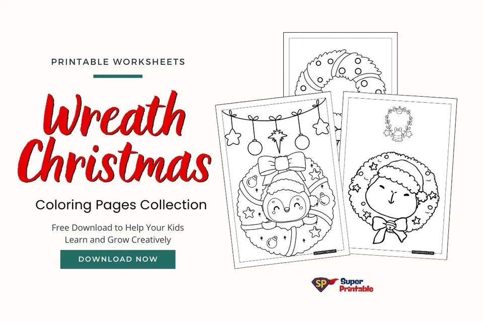 20 Wreath Christmas Coloring Pages Feature Image