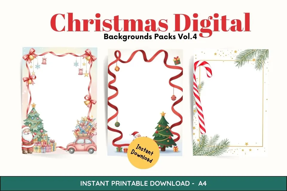25+ Christmas Digital Backgrounds Packs Vol.4 Feature Image