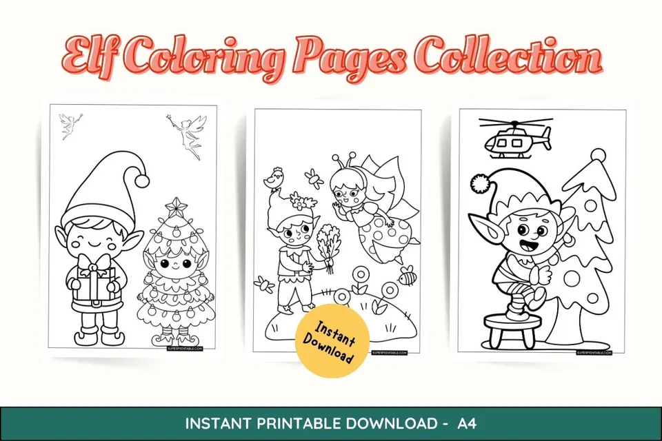 30 Elf Coloring Pages Feature Image