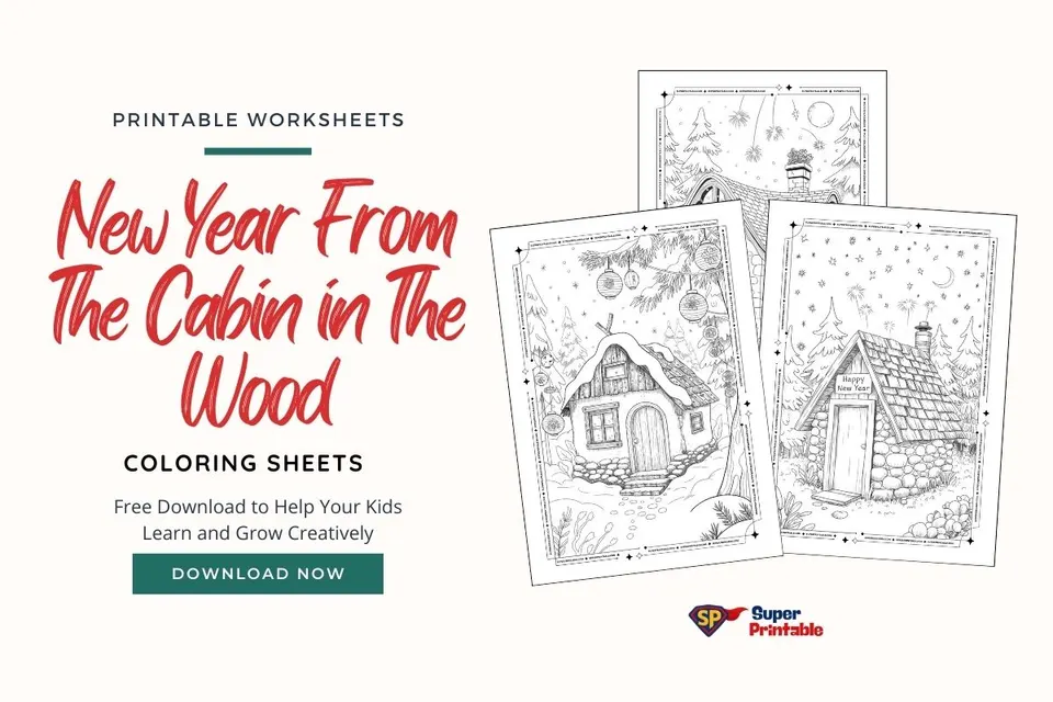 30 New Year From The Cabin in The Wood Coloring Sheets Feature Image