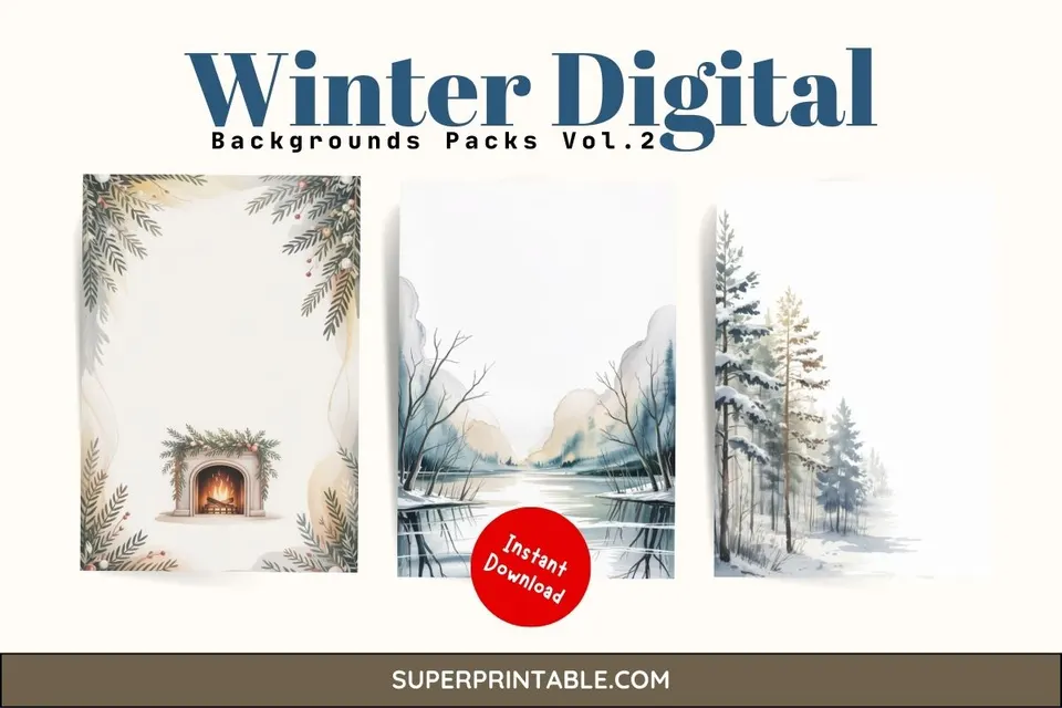 40 Winter Digital Backgrounds Packs Vol.2 Feature Image