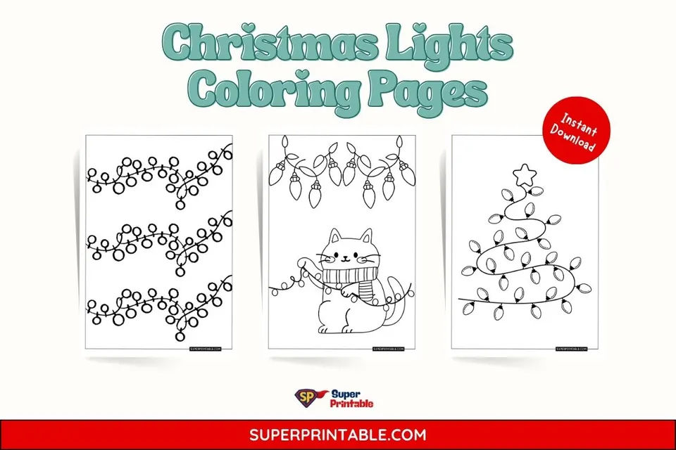 50 Christmas Lights Coloring Pages Feature Image