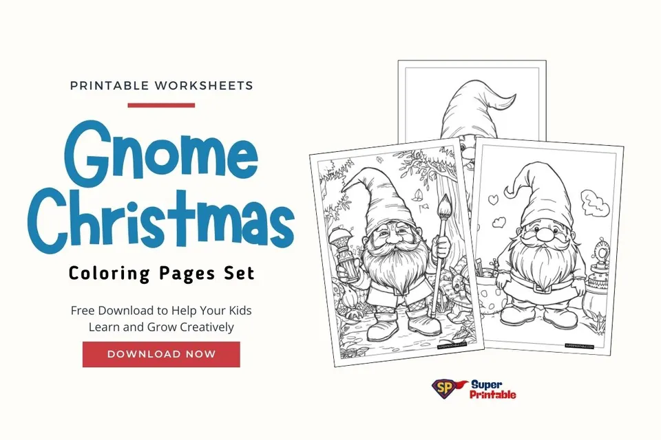 70 Gnome Christmas Coloring Pages Feature Image