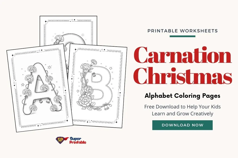 Carnation Christmas Alphabet Coloring Pages