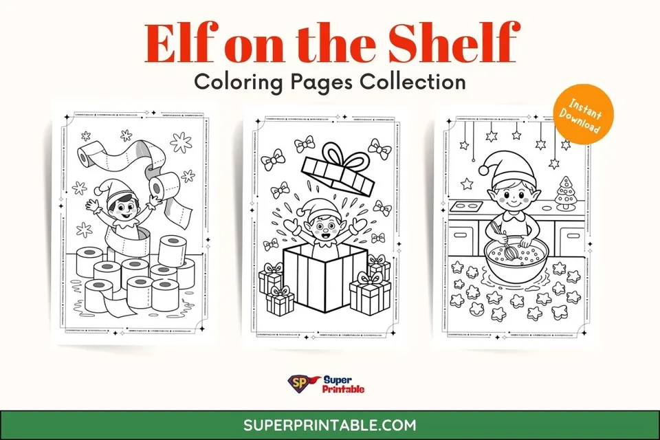 Elf on the Shelf Coloring Pages Feature Image