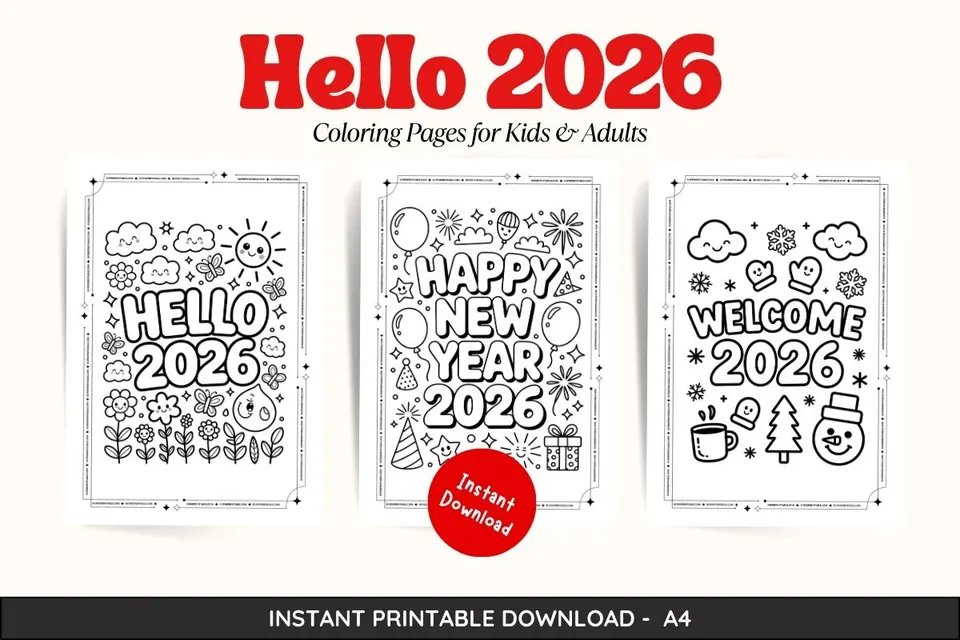 Hello 2026 Coloring Pages Feature Image