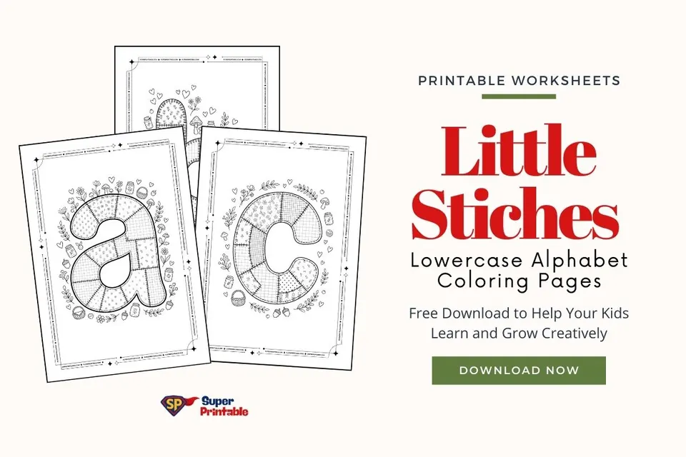 Little Stiches Lowercase Alphabet Coloring Pages Feature Image