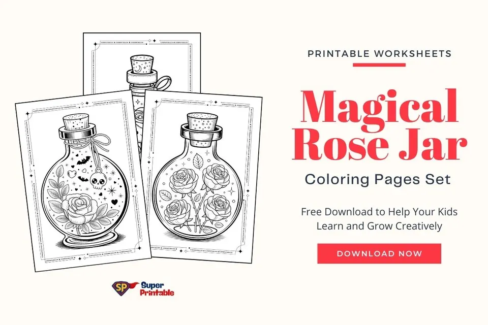 Magical Rose Jar Coloring Pages Feature Image