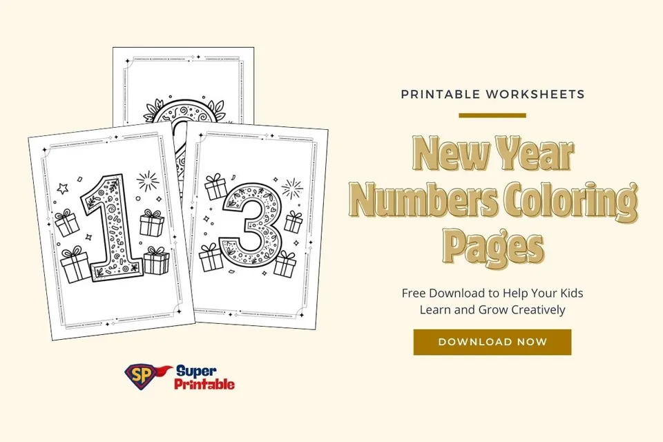 New Year Numbers Coloring Pages Feature Image