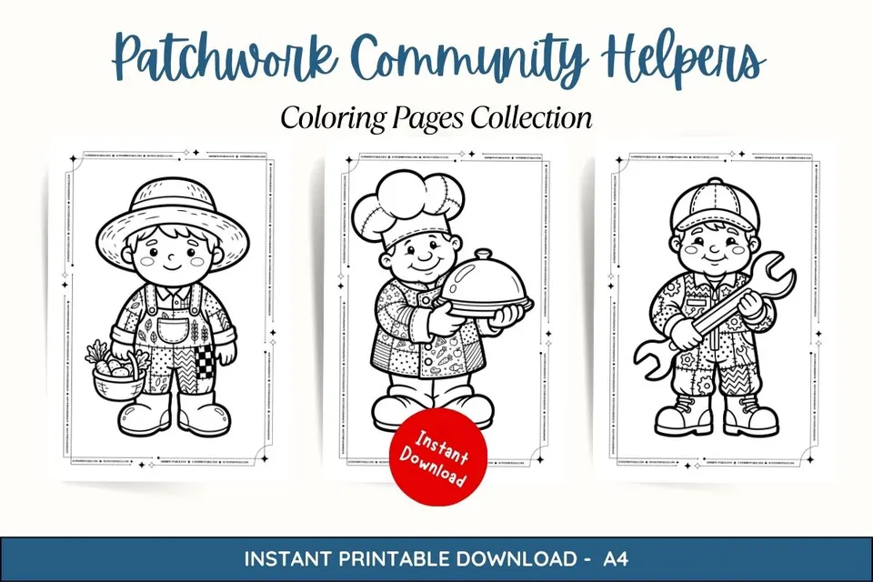 25+ Patchwork Community Helpers Coloring Pages