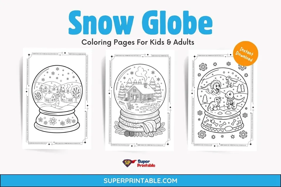 Snow Globe Coloring Pages For Kids & Adults Feature Image