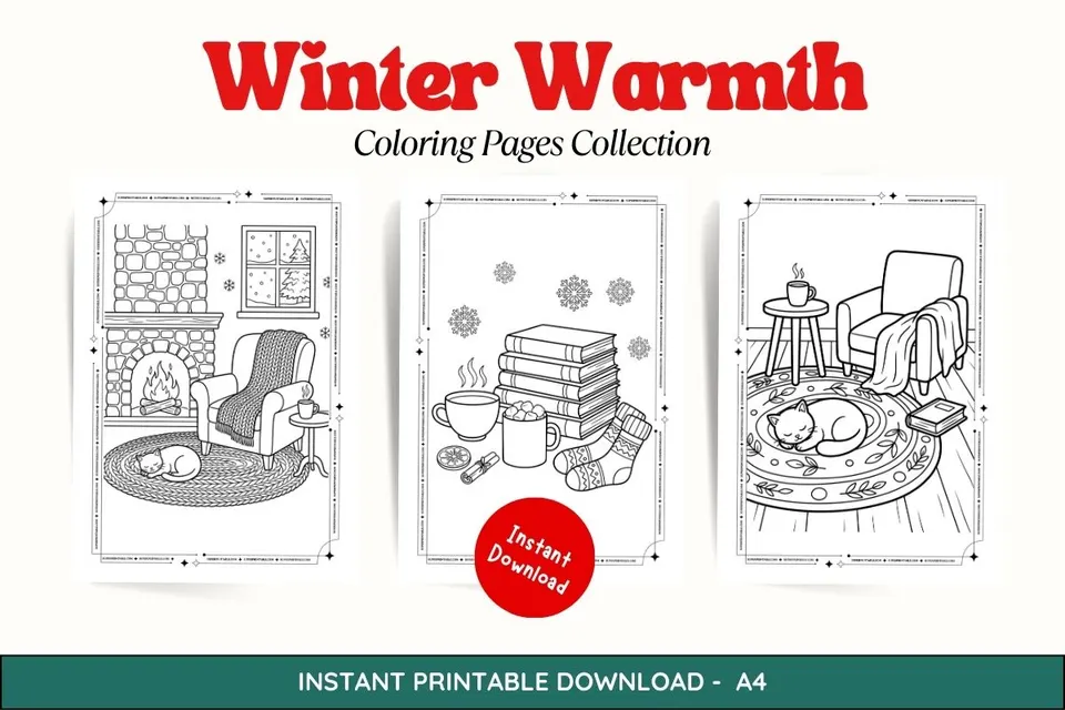 Winter Warmth Coloring Pages Feature Image