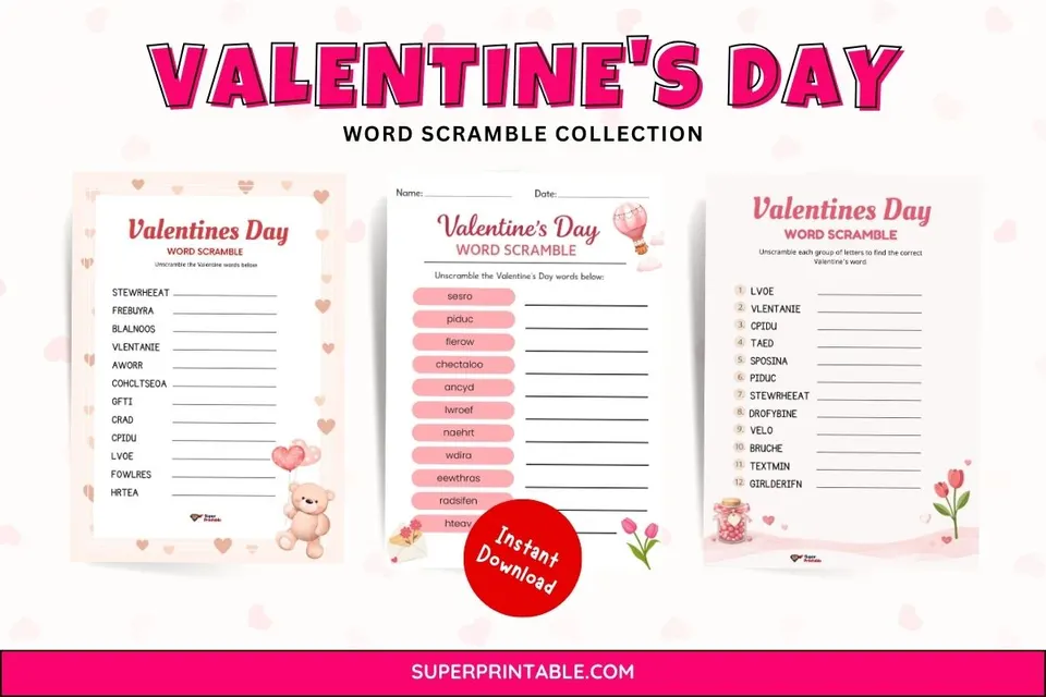10 Valentine's Day Word Scramble