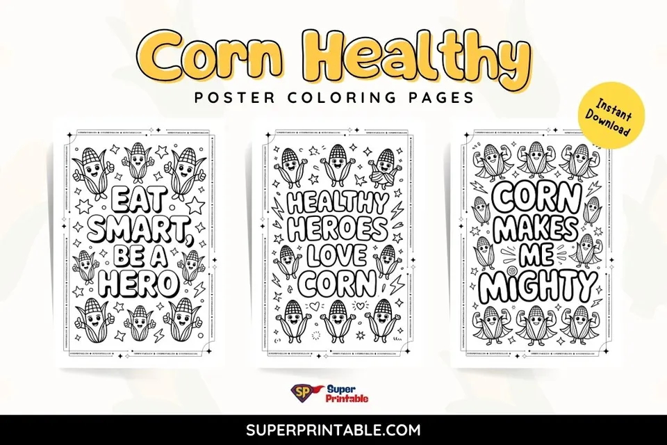 15+ Corn Healthy Poster Coloring Pages Feature Image