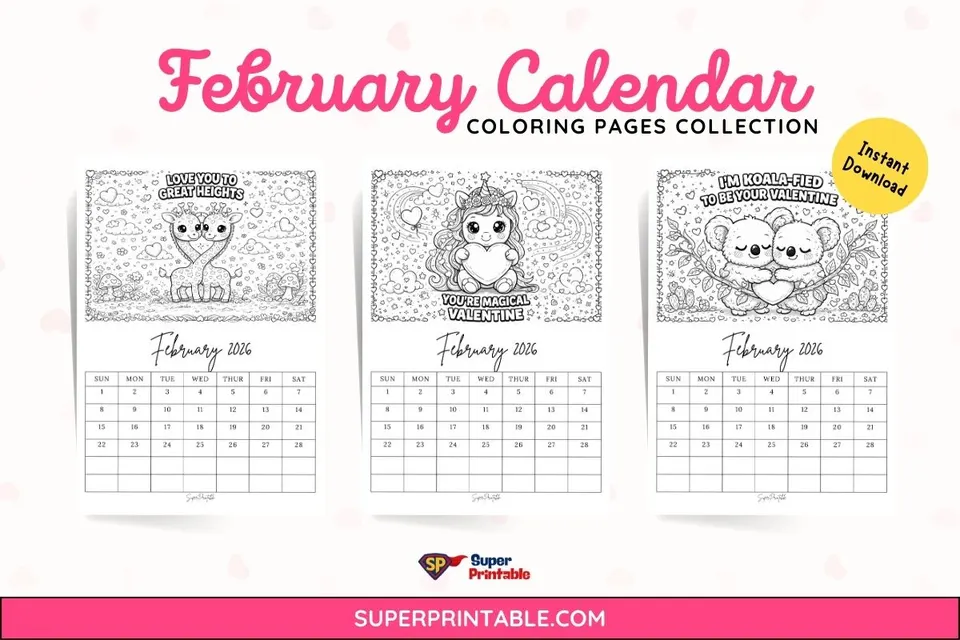 15 February Calendar Coloring Pages Feature Image