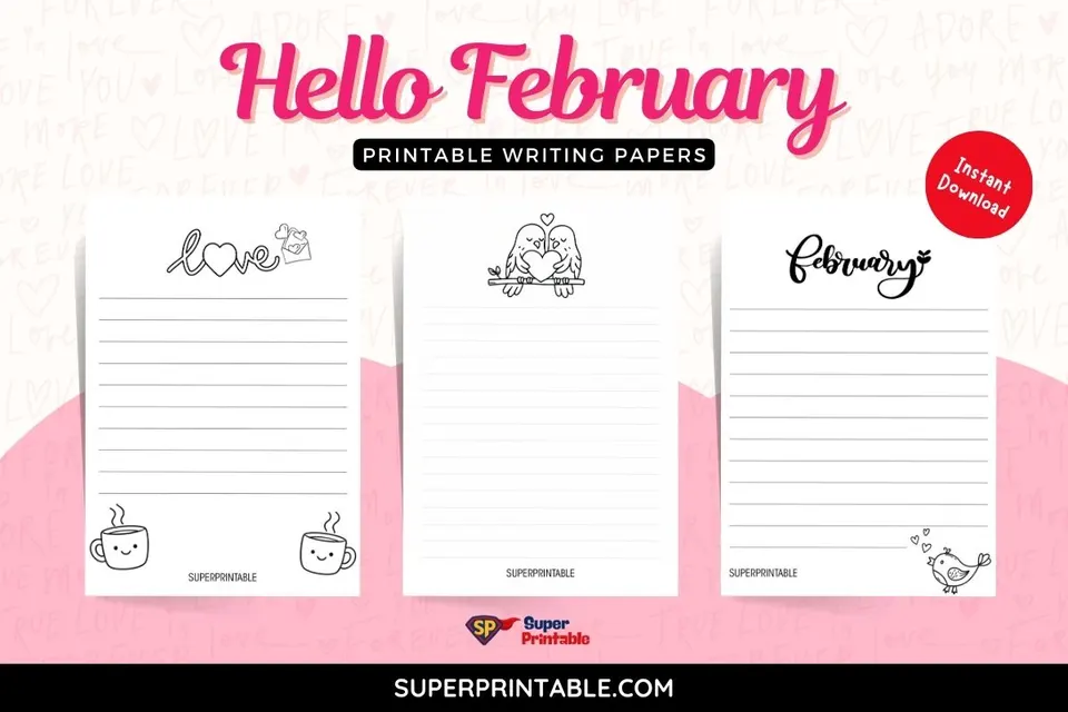 15 Hello February Printable Writing Papers Feature Image