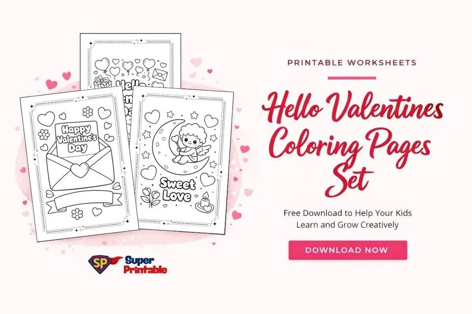 15+ Hello Valentines Coloring Pages Feature Image
