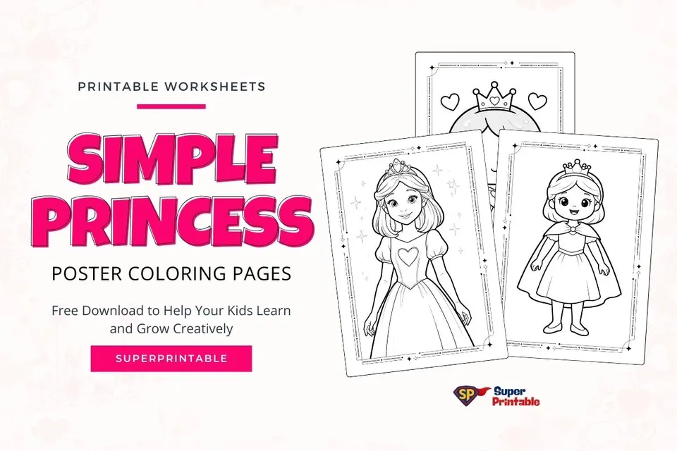 15+ Simple Princess Coloring Pages For Kids Feature Image