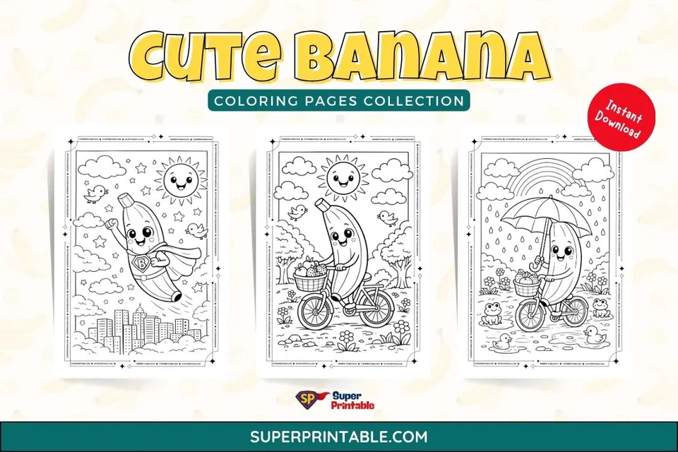 25+ Cute Banana Coloring Pages Feature Image