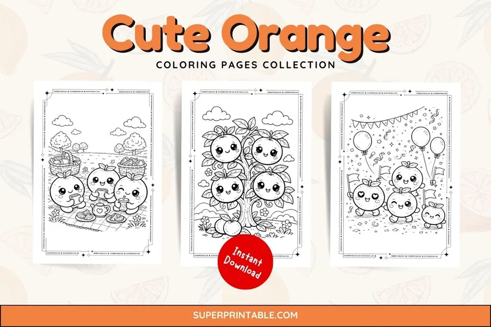 25+ Cute Orange Coloring Pages Feature Image