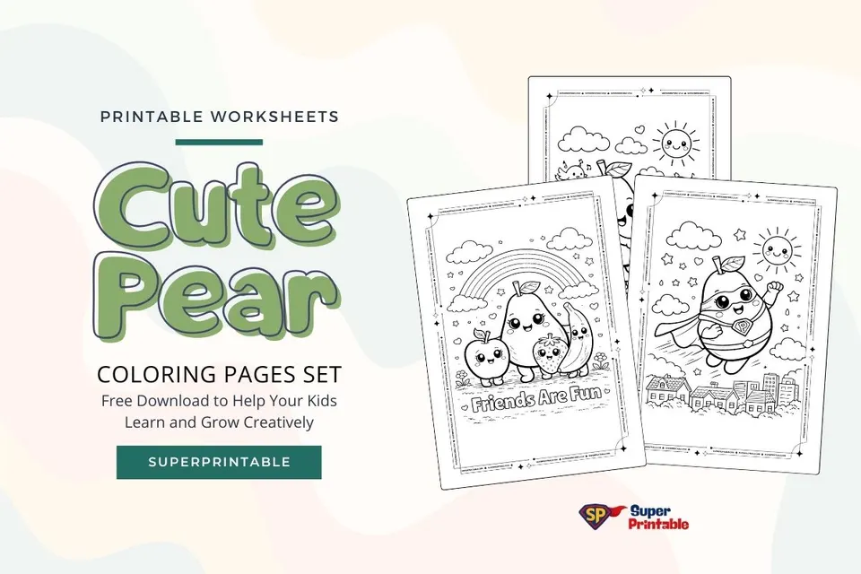 25 Cute Pear Coloring Pages Feature Image