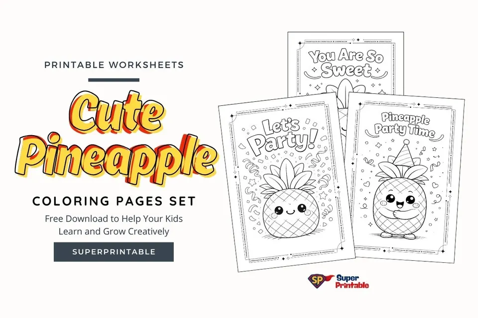 25 Cute Pineapple Coloring Pages Feature Image