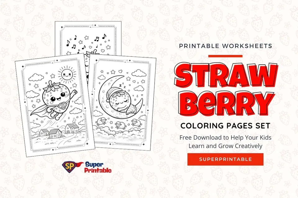 25+ Cute Strawberry Coloring Pages Feature Image