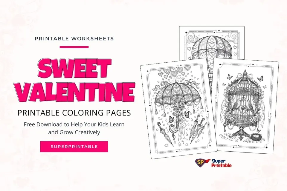 40+ Sweet Valentine Printable Coloring Pages Feature Image