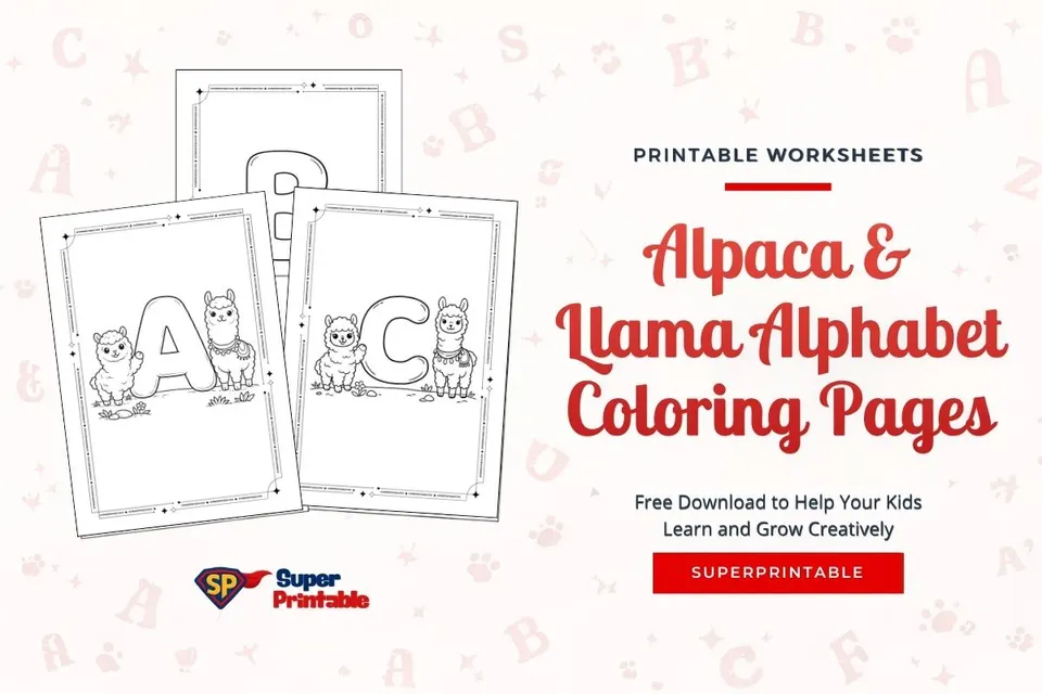 Alpaca & Llama Alphabet Coloring Pages