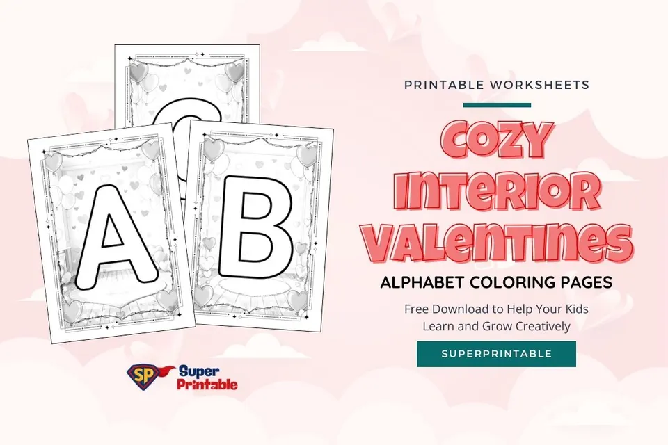 Cozy Interior Valentines Alphabet Coloring Pages Feature Image