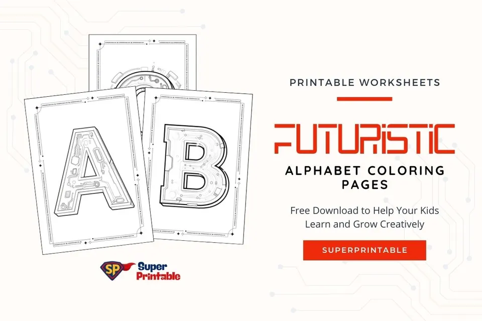 Futuristic Alphabet Coloring Pages Feature Image